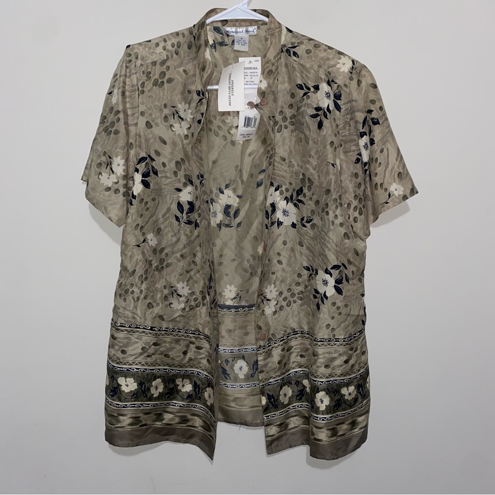 NWT Anna and frank 80’s 100% silk vintage tropical floral button down